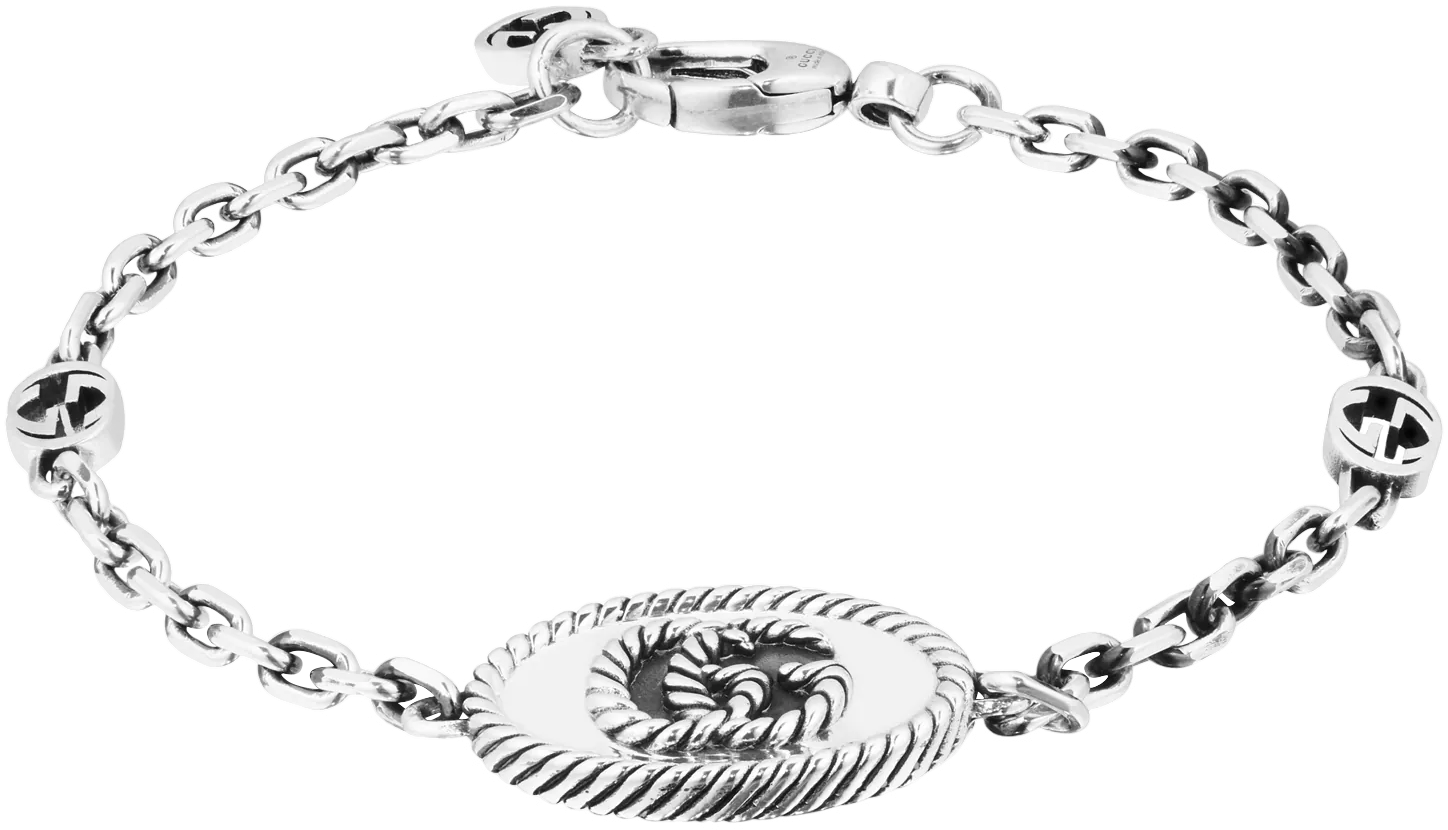 Gucci Sterling Silver GG Marmont Aged Bracelet - YBA627749001016