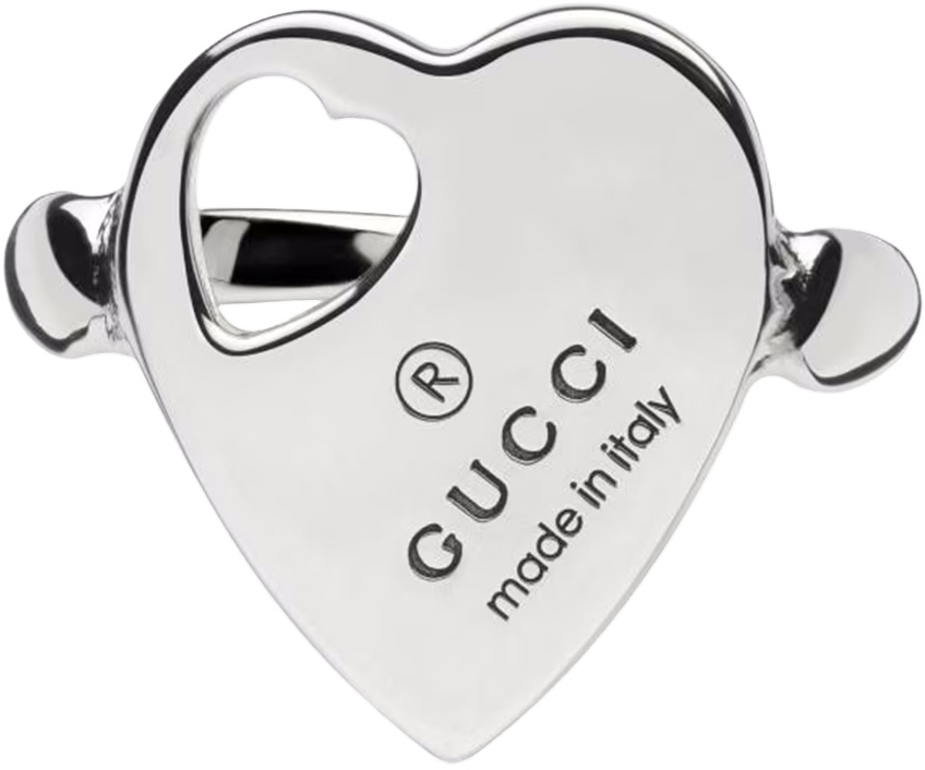 Gucci Trademark Sterling Silver Heart Motif Ring - YBC796357001 (pic2)